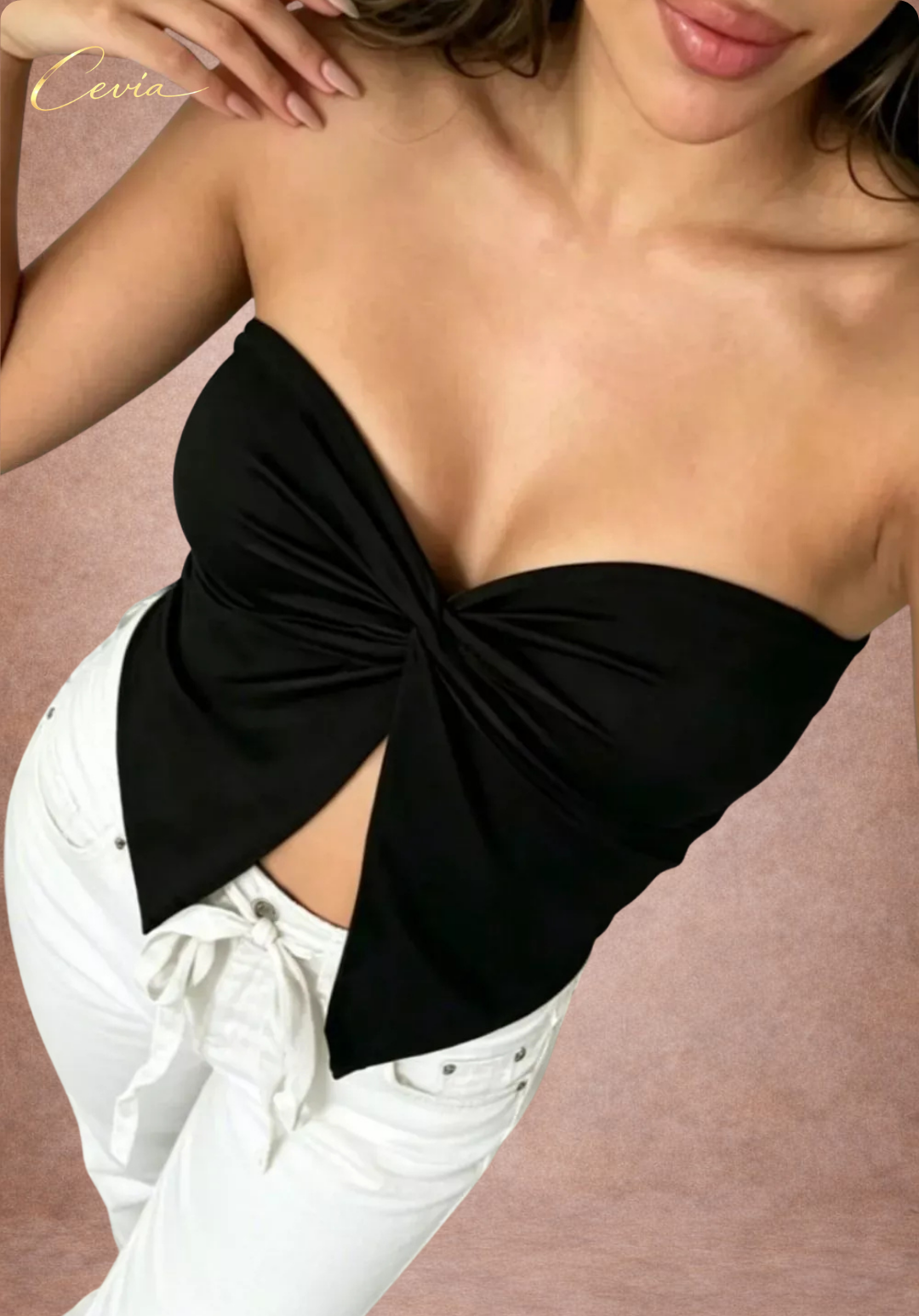 The Noir Sculpt Strapless Top