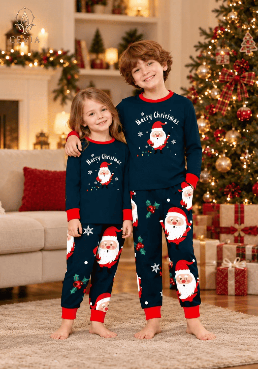 Noel Aile Eşleşen Pijama Takımları — Santa's Joyful Wishes