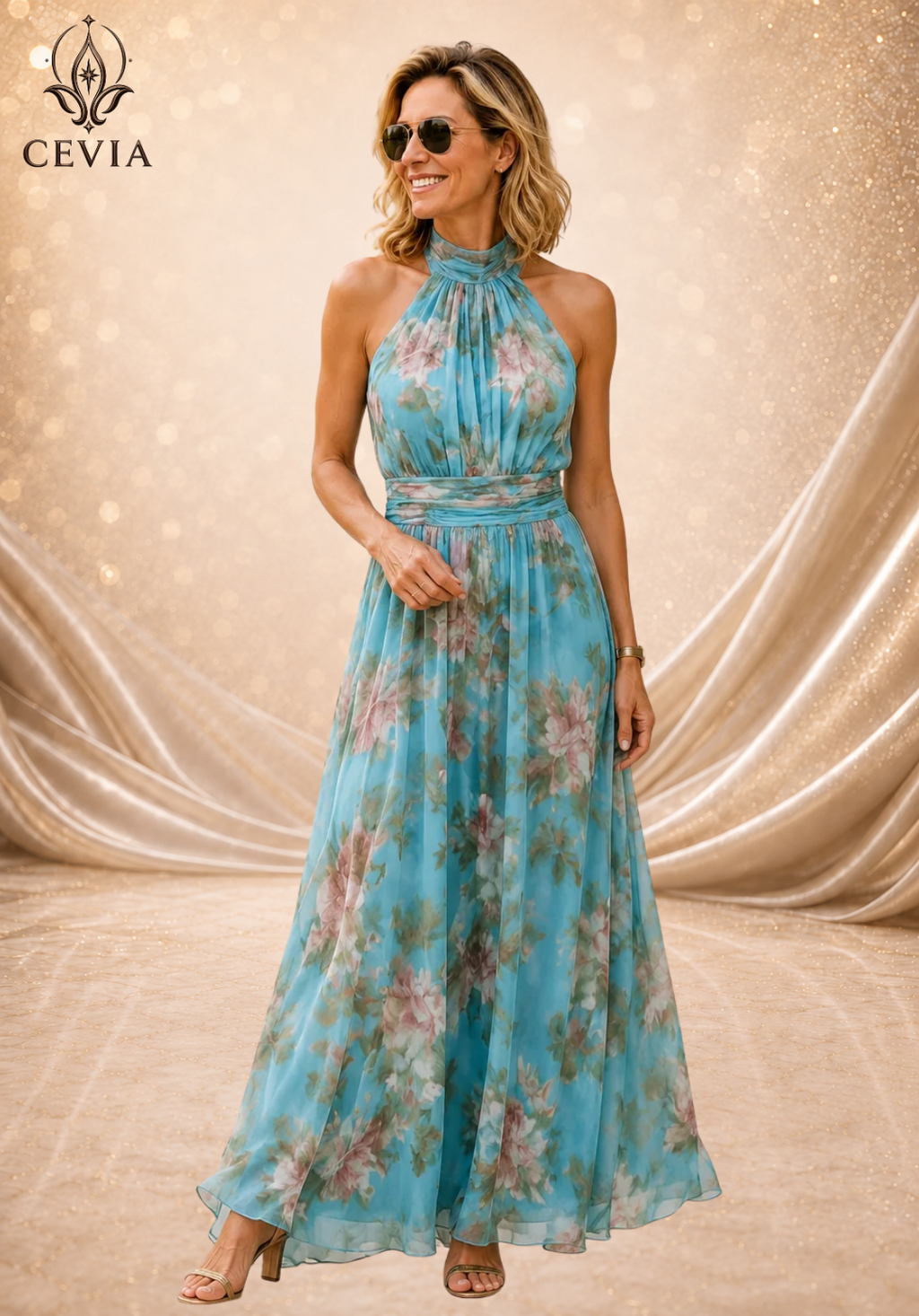 The Romantic Halter Floral Maxi Dress