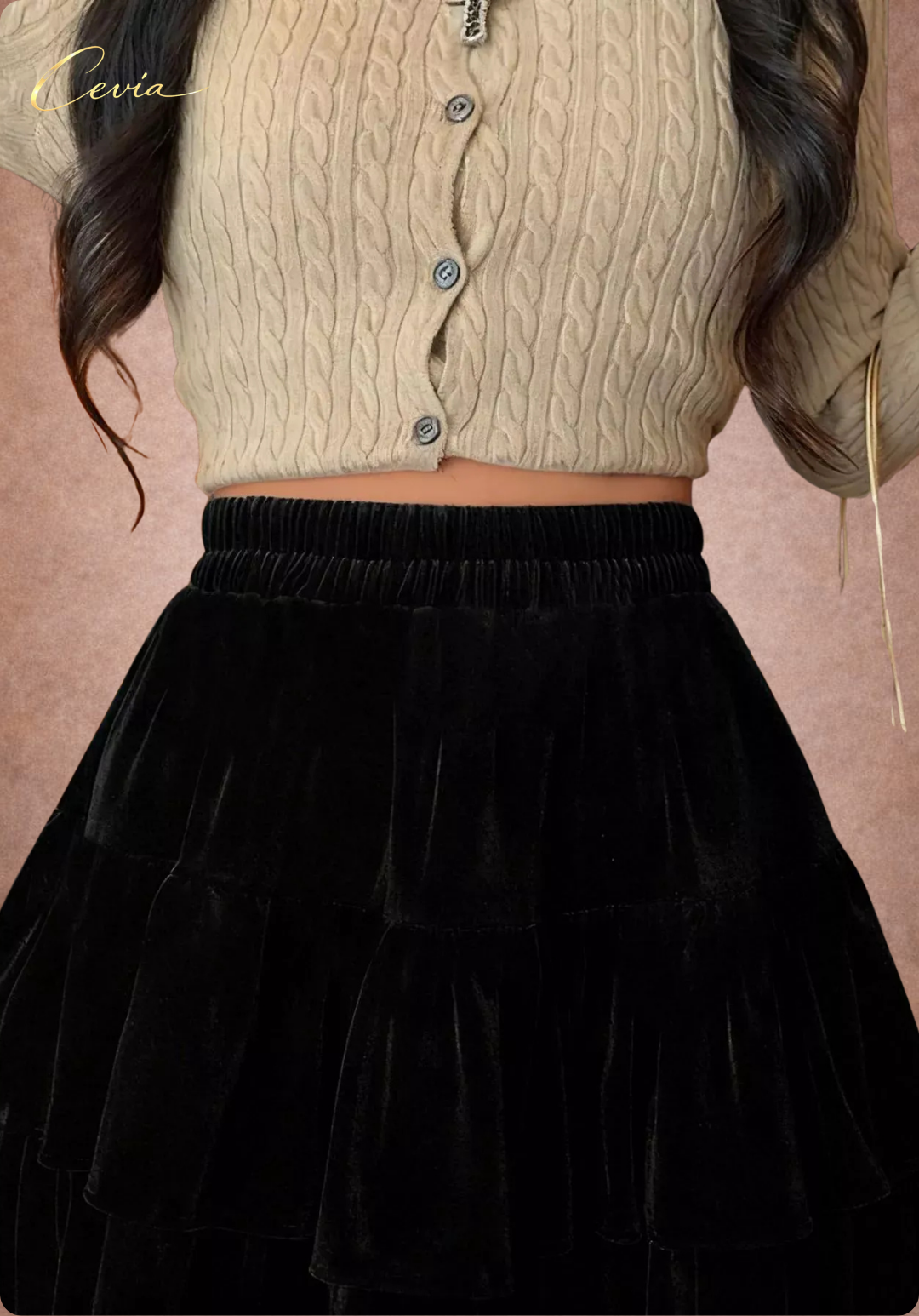 The Midnight Velvet Ruffle Skirt