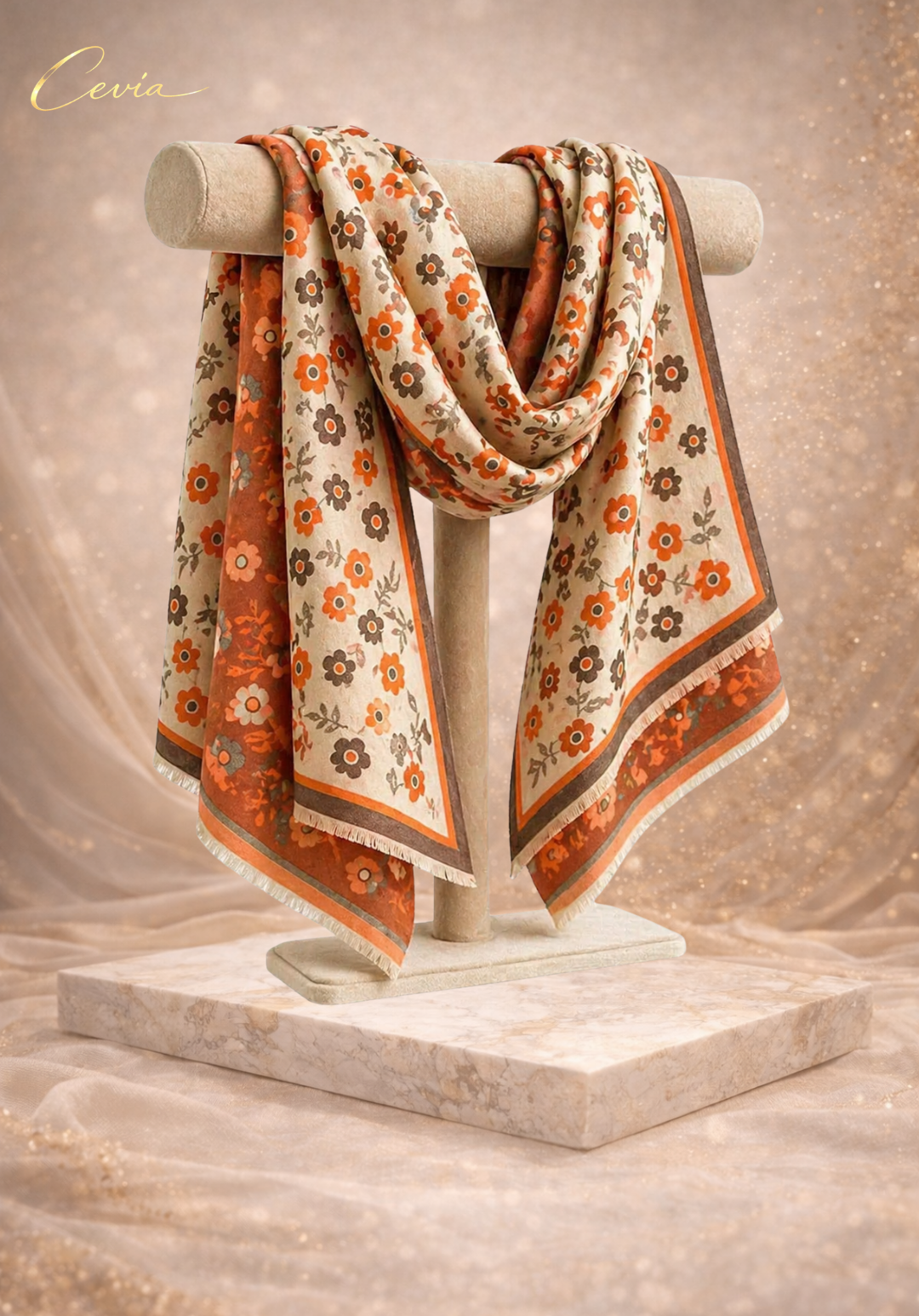 The Marivonne Reversible Floral-Soft Winter Scarf