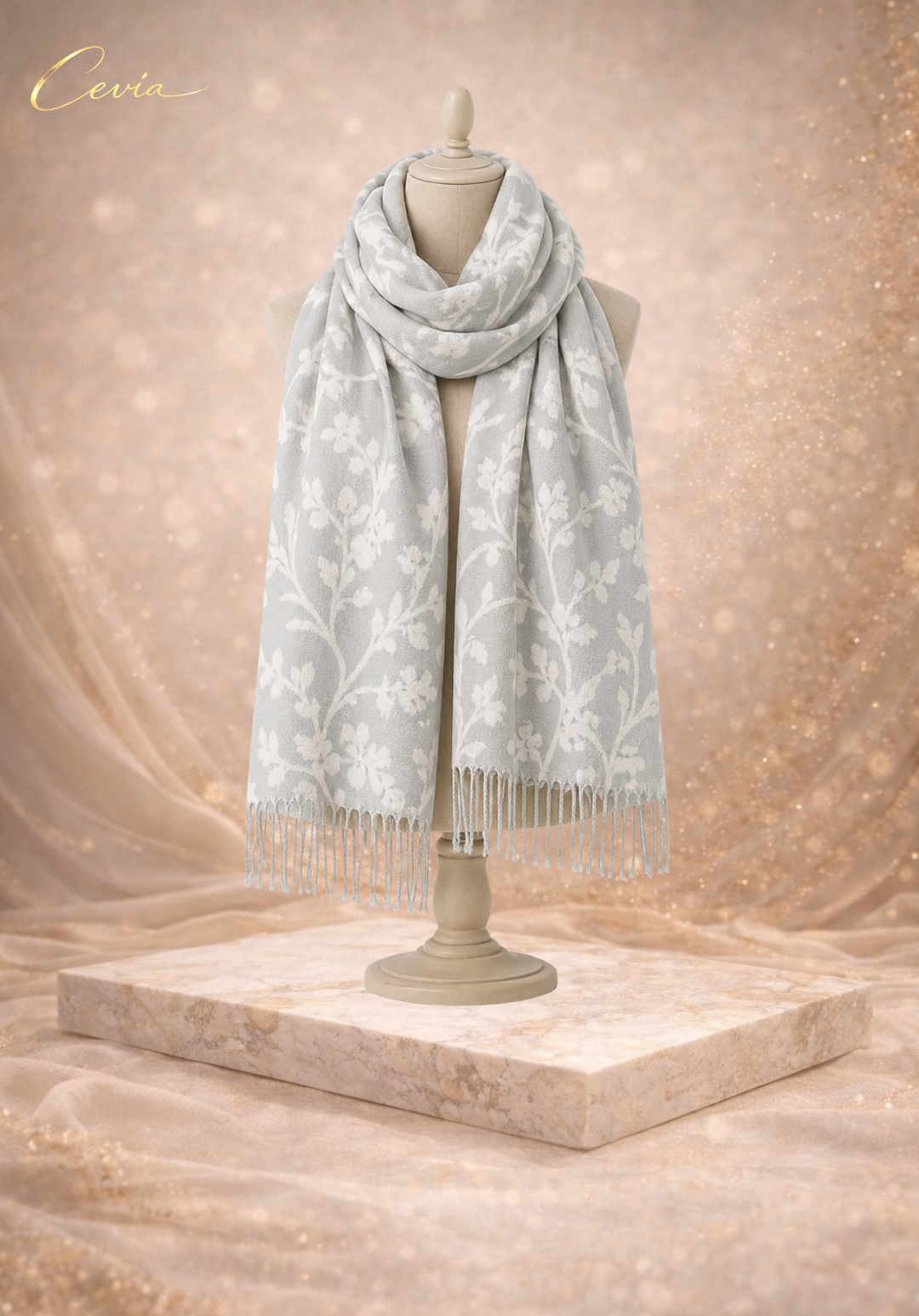 The Marcelline Noir-Florale Winter Scarf