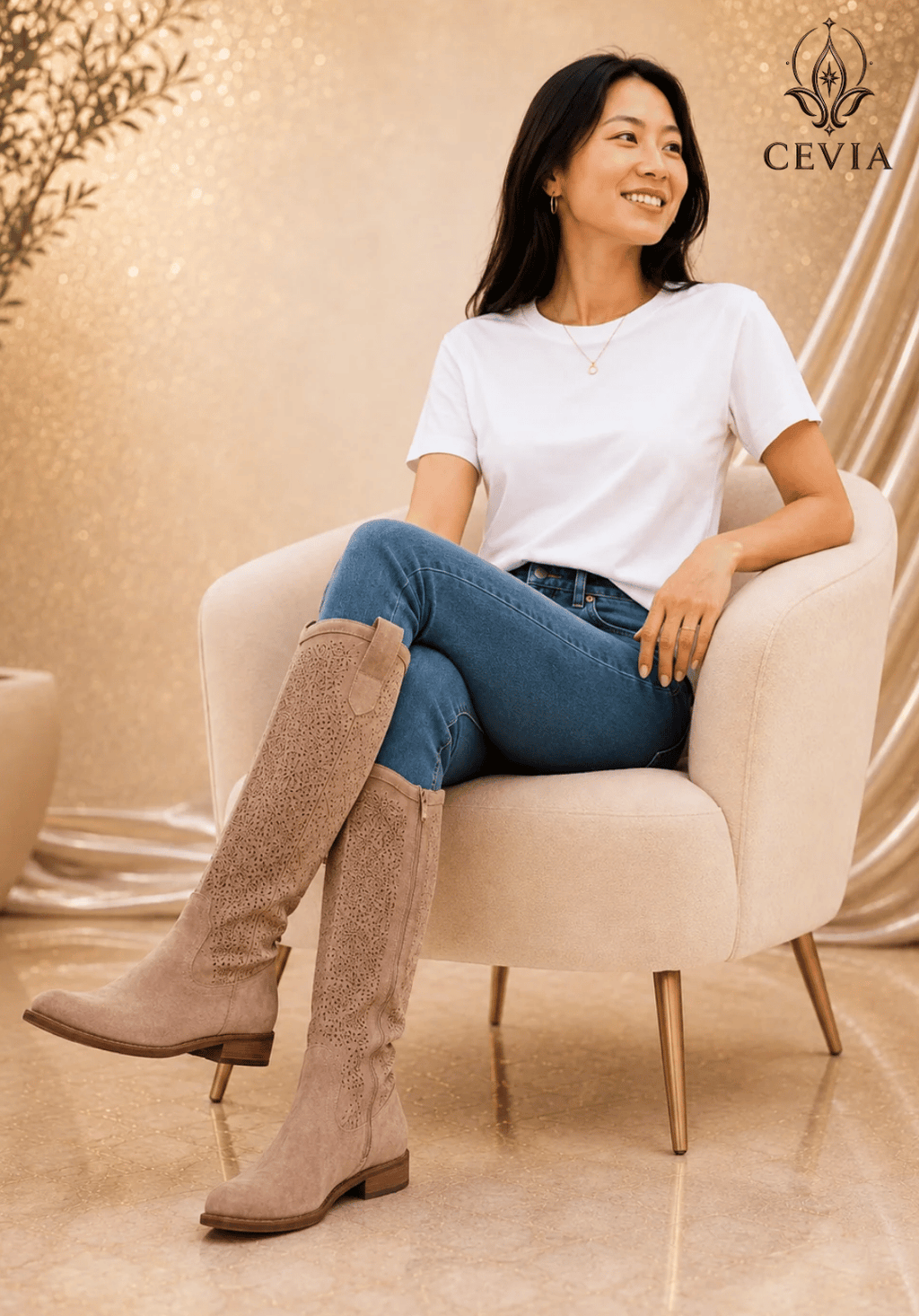 The Lace-Pattern Knee-High Boots