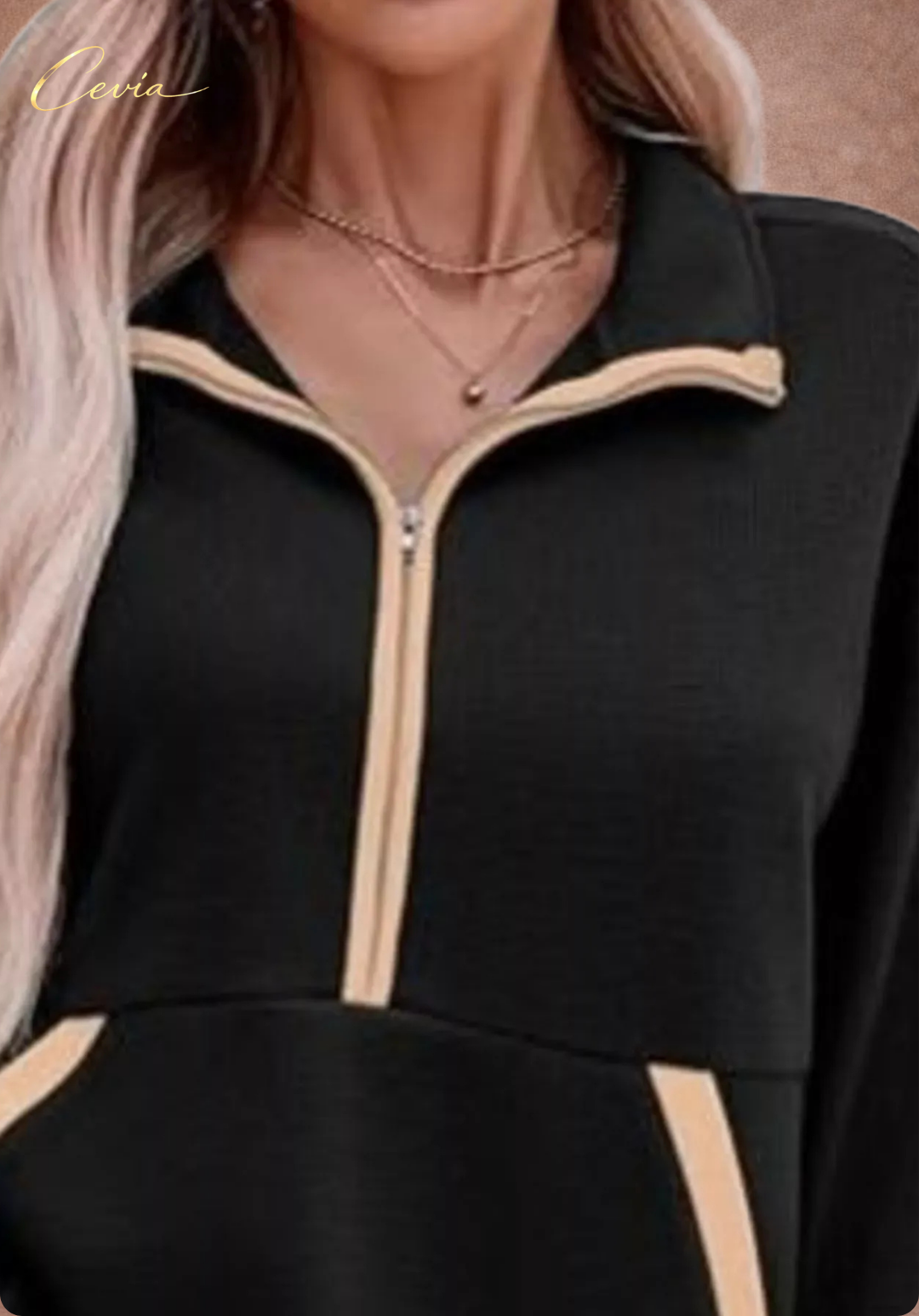 The Arlona Two-Tone Zip Pullover