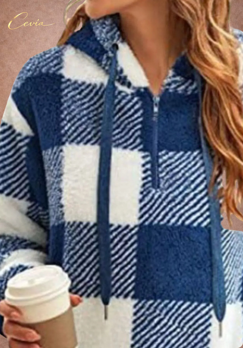 The Marcellinne Checkered Sherpa Hoodie plus size