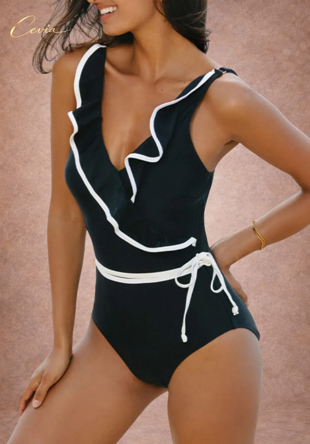 Bianca Contrast Ruffle Swimsuit