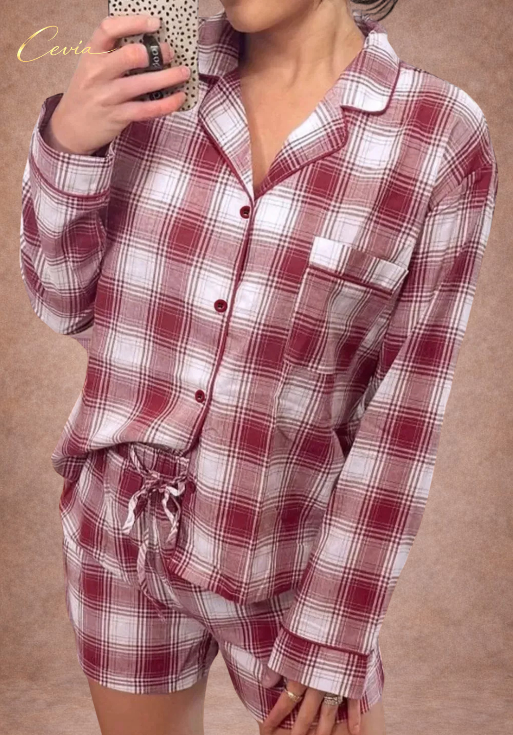 The Rosélune Plaid Cotton Lounge Set