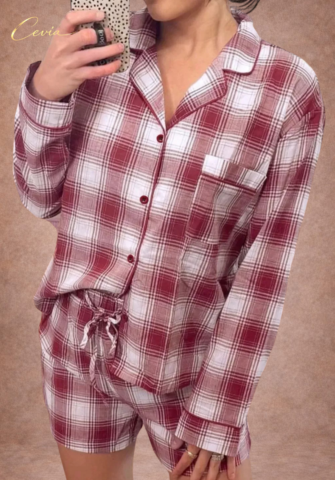 The Rosélune Plaid Cotton Lounge Set