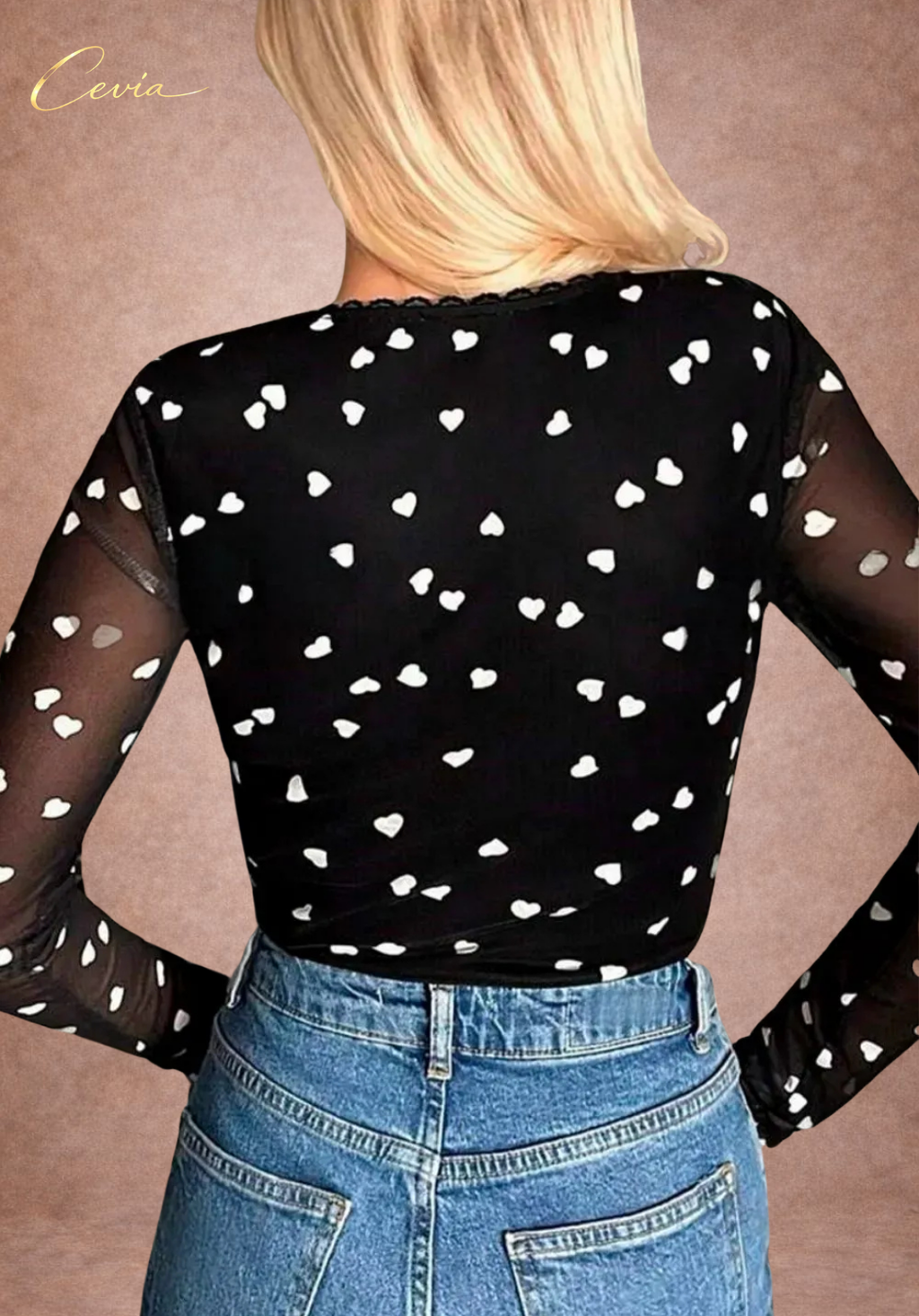 The Amorelle Heart-Mesh Lace Bodysuit