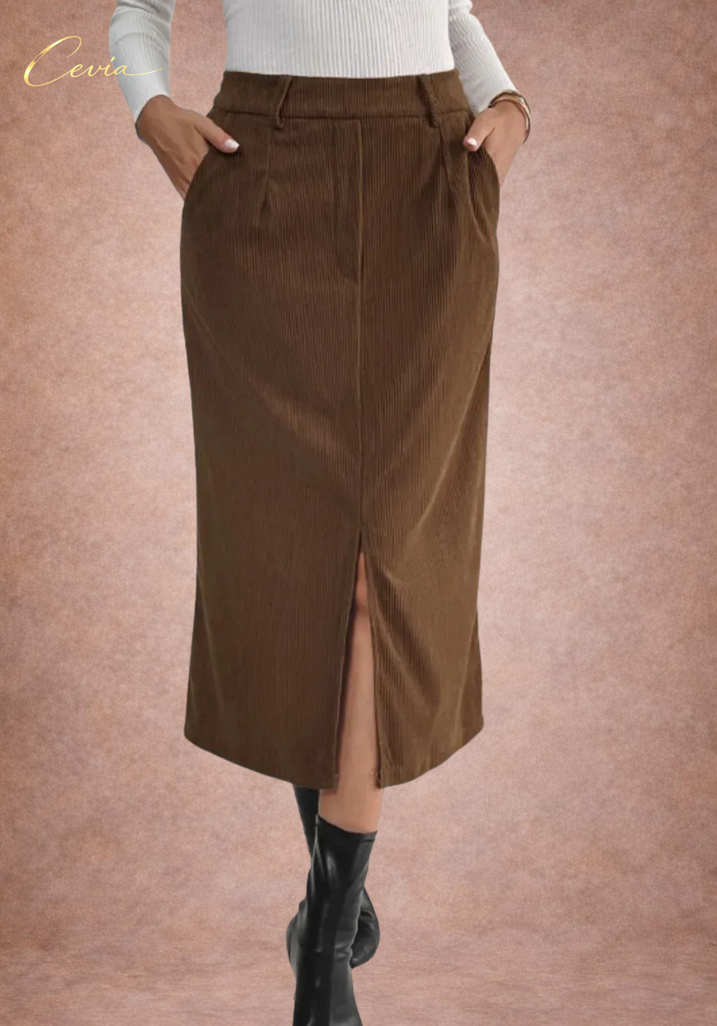 The Marcele Corduroy Midi Skirt