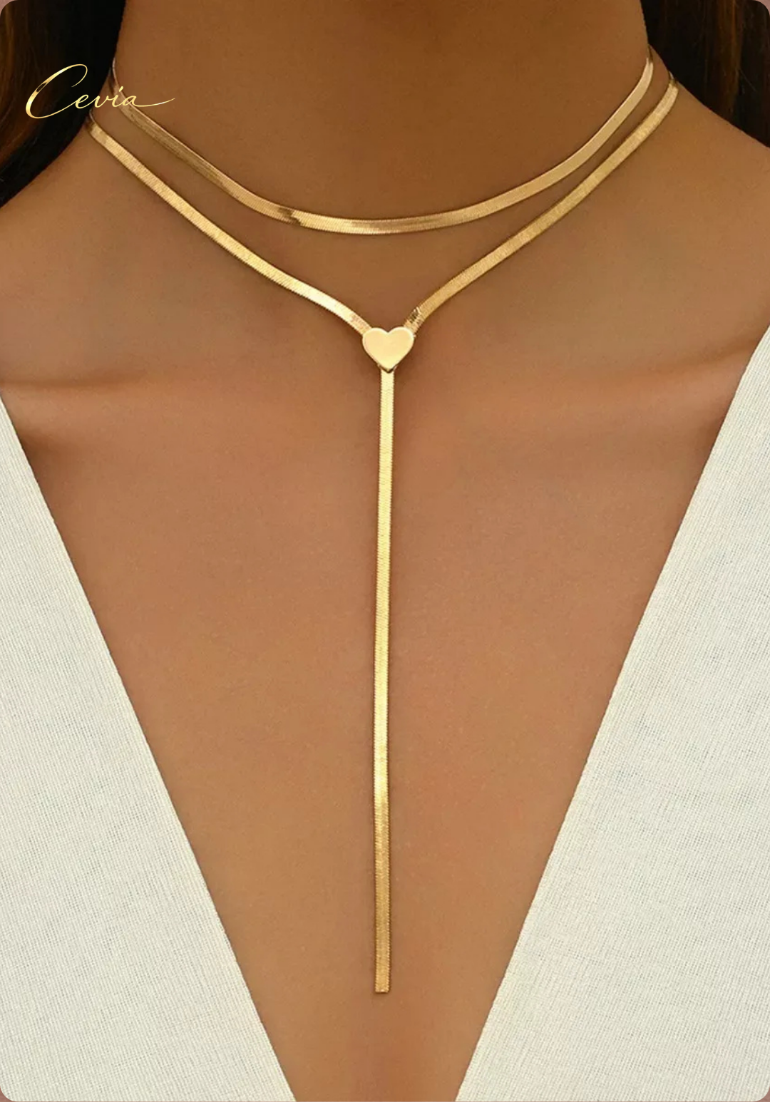 The Amoura Heart Drop Necklace Set