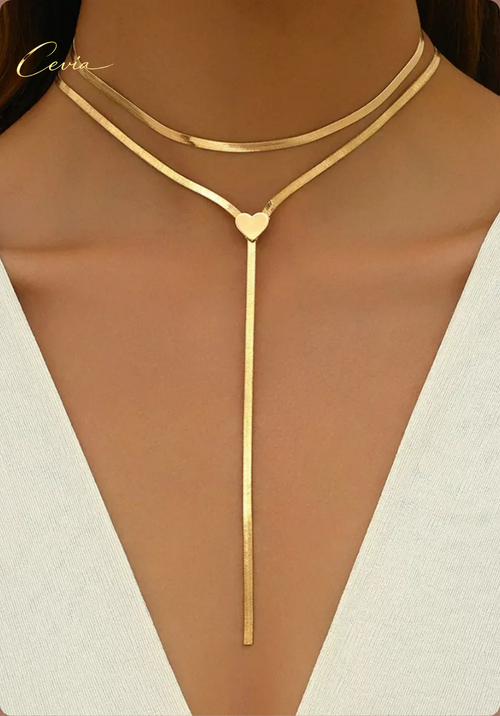 Amoura Herz-Drop-Halsketten-Set