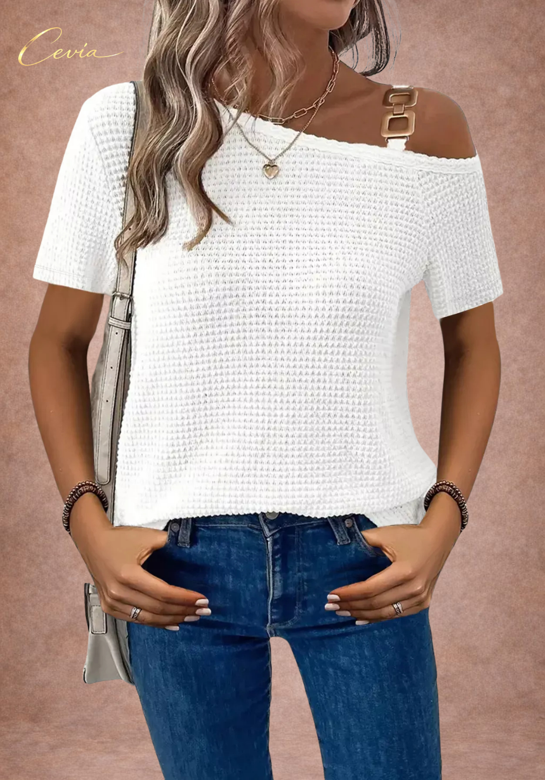 The Riviera One-Shoulder Waffle Knit Top