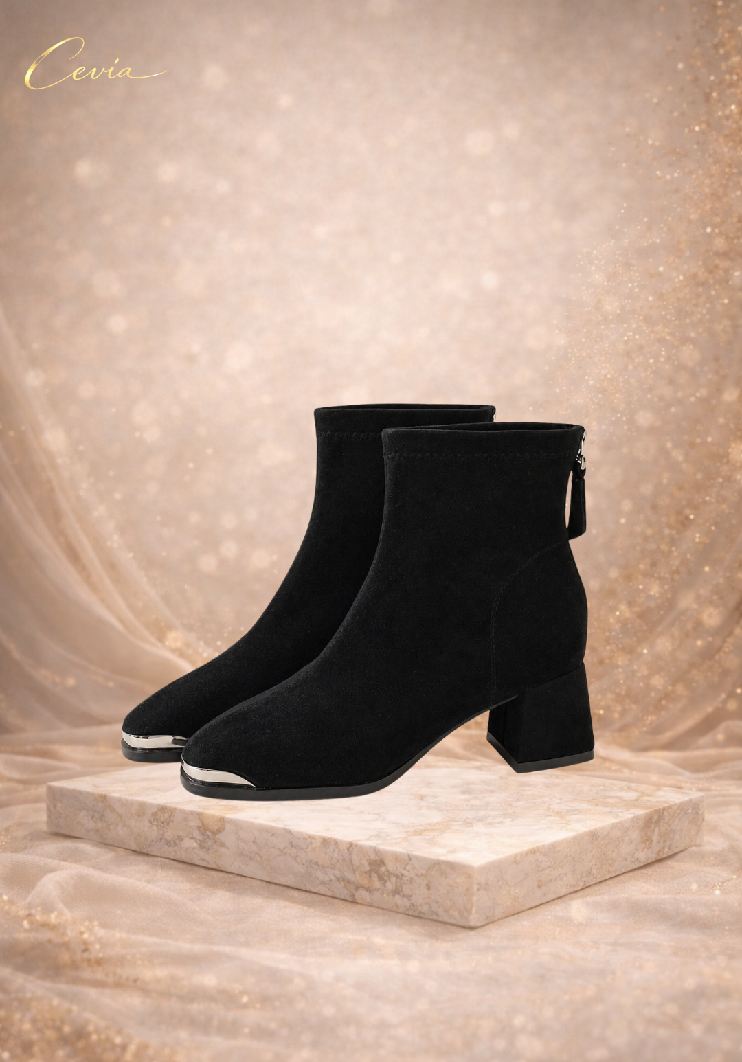 The Celviera Luxe-Sculpt Square-Toe Ankle Boots