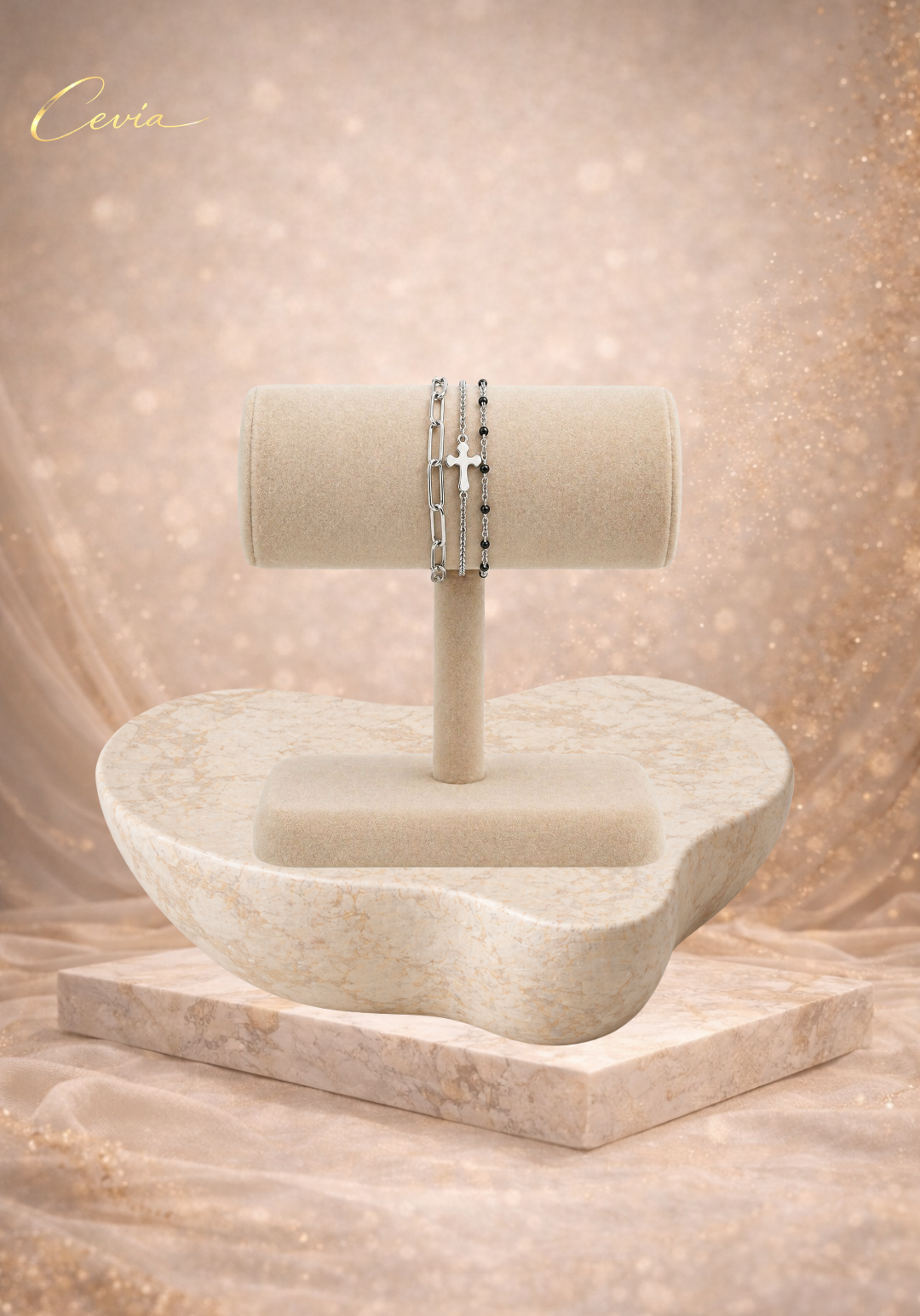 The Lucette Noir-Gold Layered Bracelet — Triple-Layer Minimal Luxe