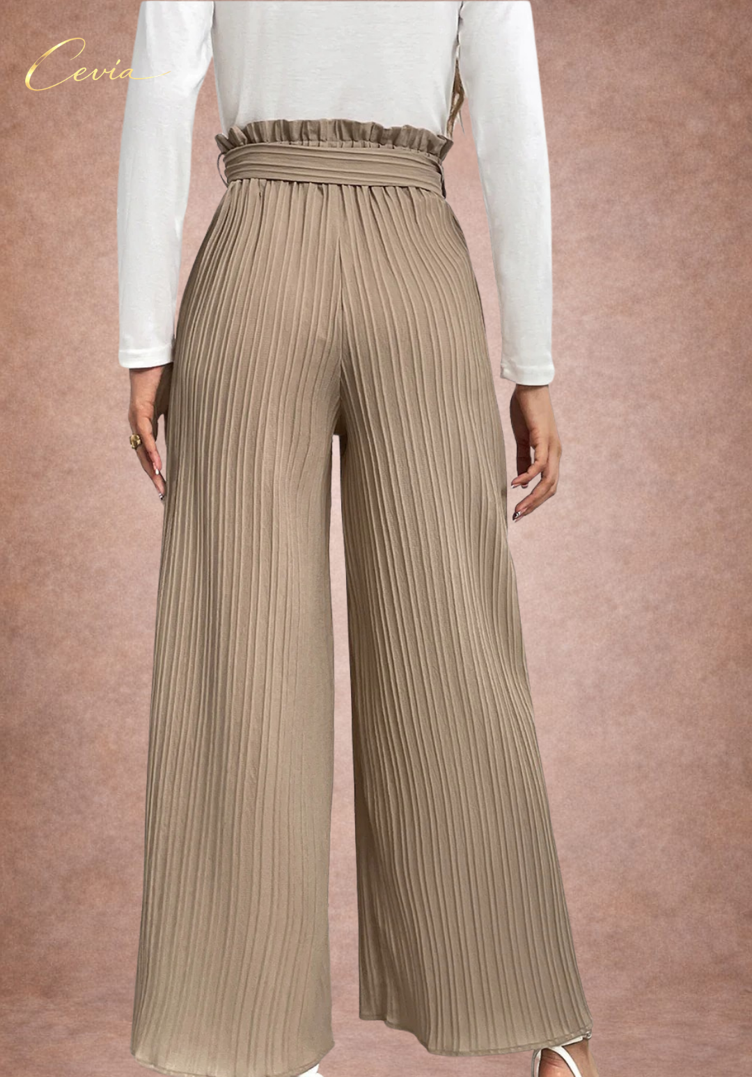 The Celianne Pleated Tie-Waist Palazzo Pants