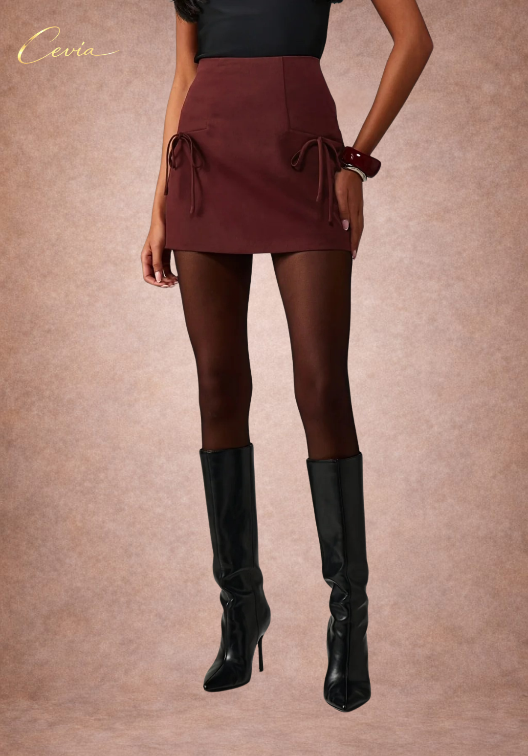 The Bordeaux Bow Mini Skirt