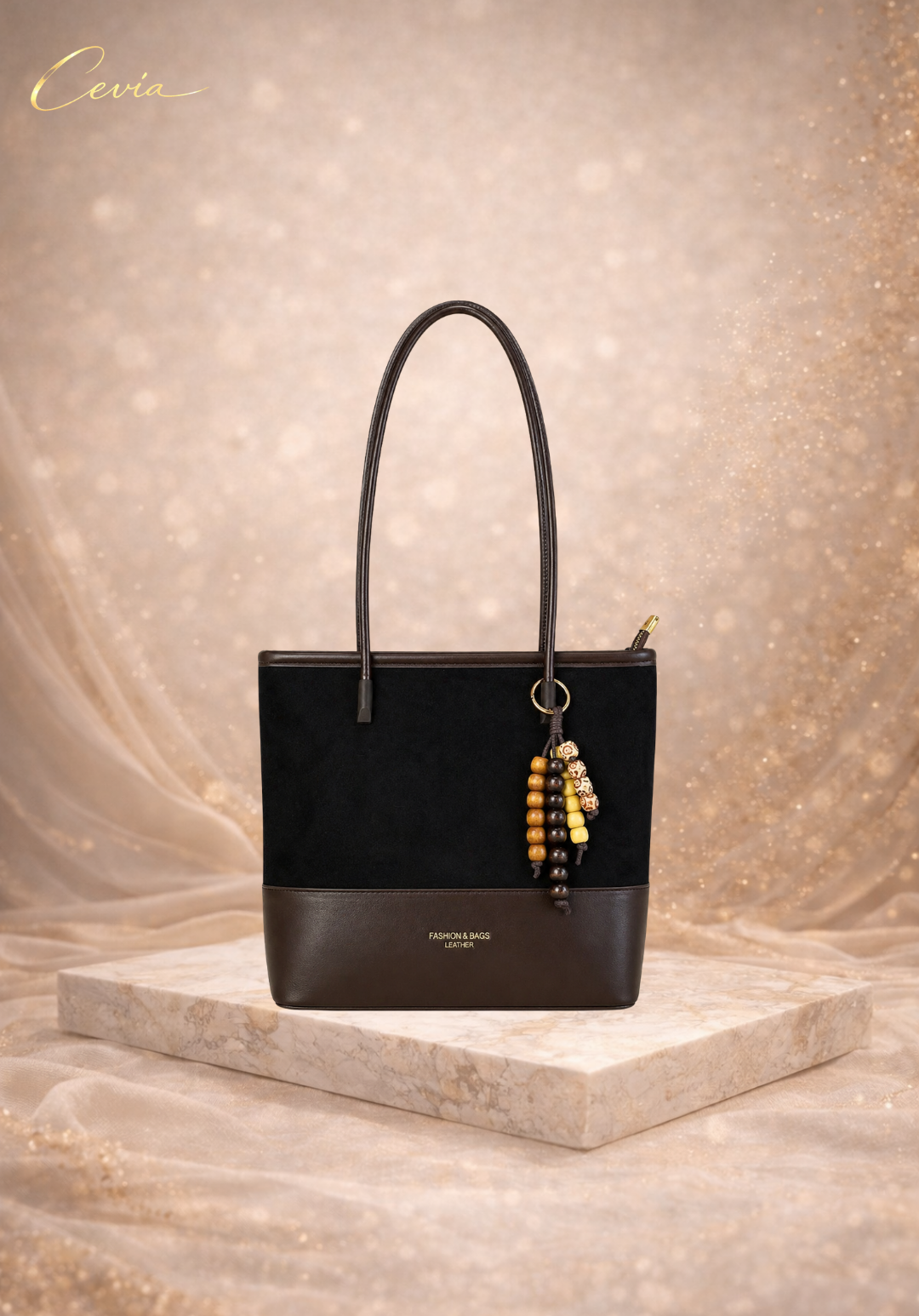 The Marivelle Bordeaux-Suede Dual-Tone Shoulder Tote