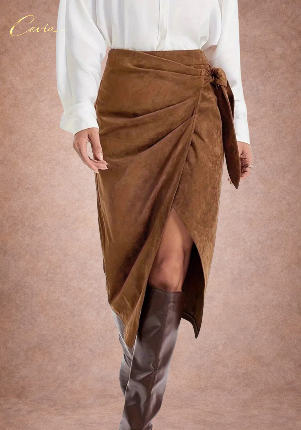 The Velvet Whisper Wrap Midi Skirt