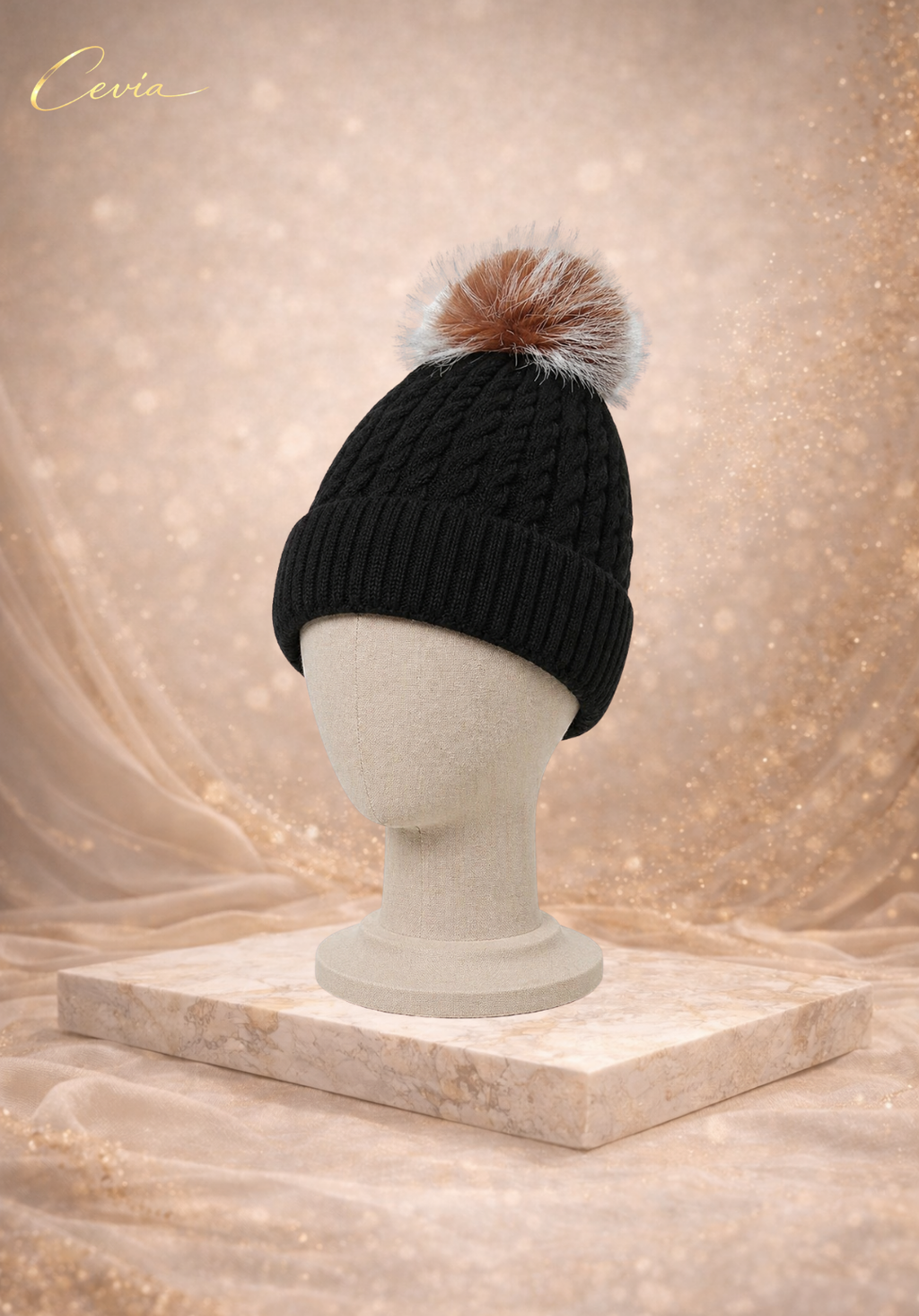 The Fioralle Cable-Pom Knit Beanie