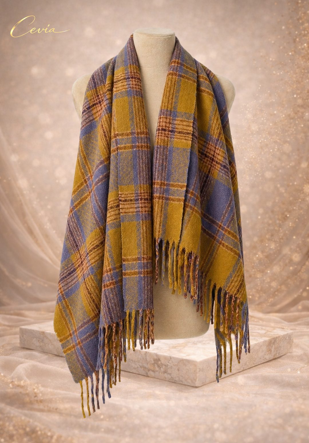 The Madelle Plaid Fringe Scarf