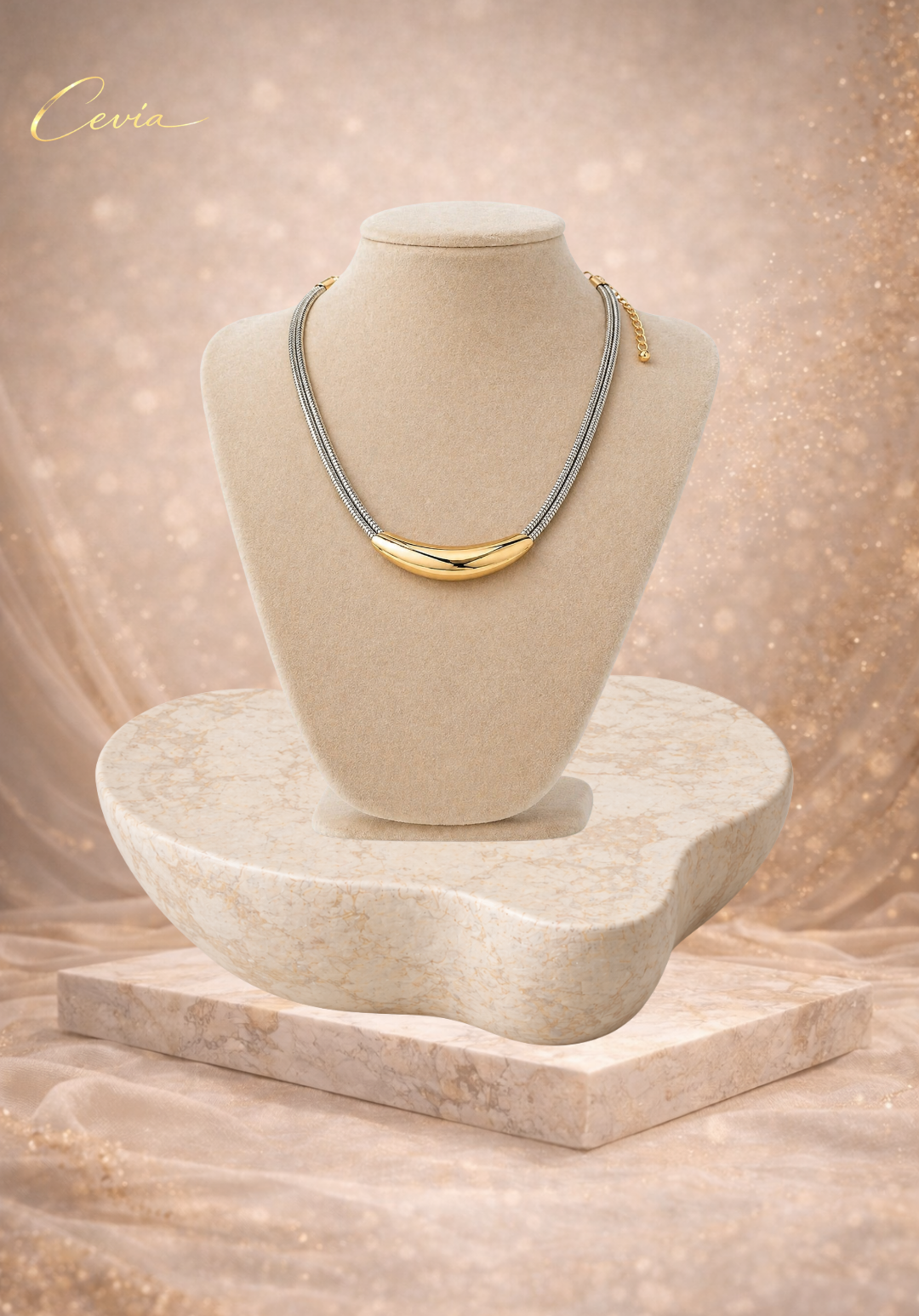 The Aureline Dual-Metal Curve Necklace
