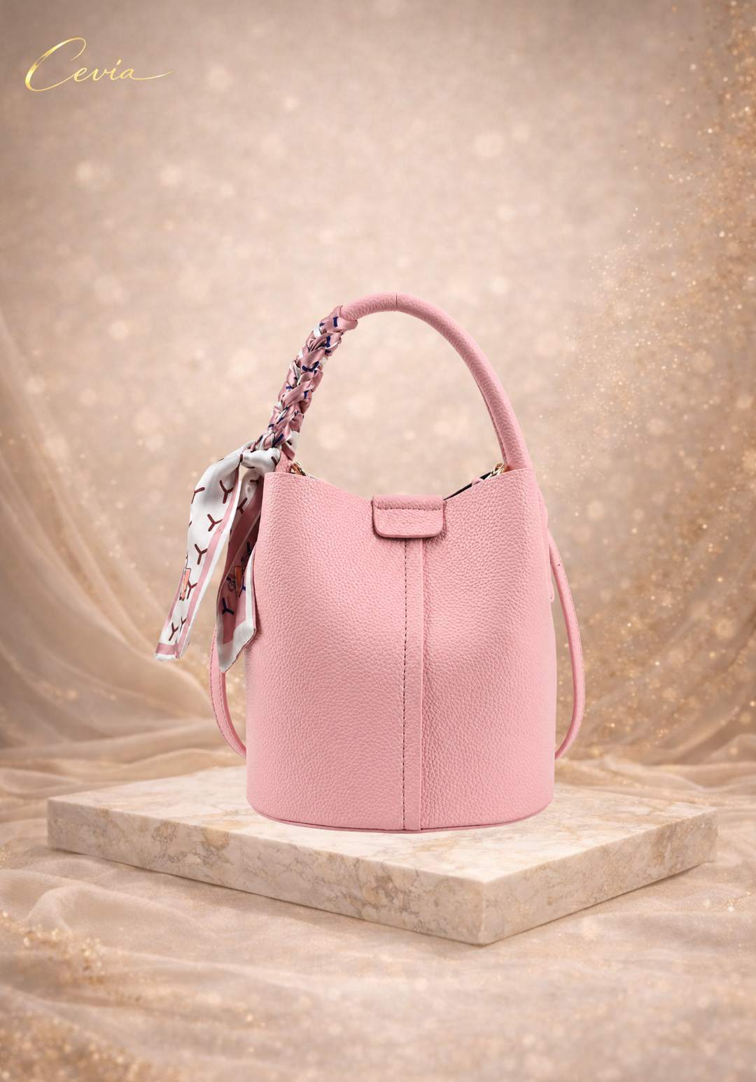 The Liliane Soft-Pebble Bucket Bag – Lavender Mist