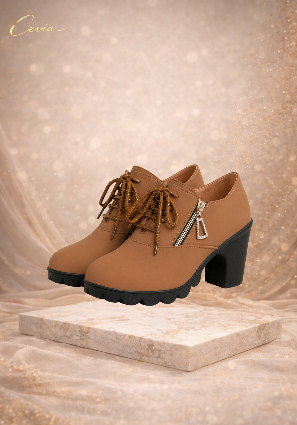 The Florence Zip Lace Heeled Boots