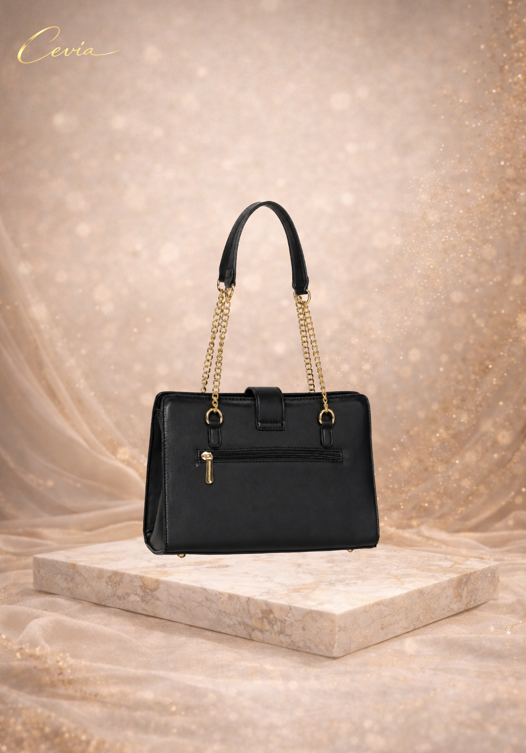The Valoria Quilted Luxe Shoulder Bag — Black