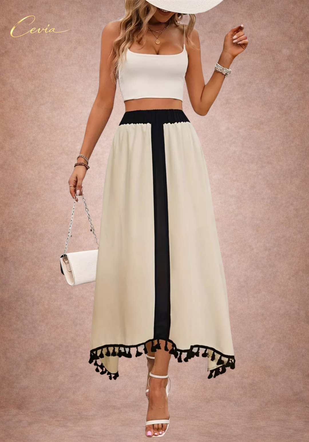 The Serene Tassel-Trim Maxi Skirt