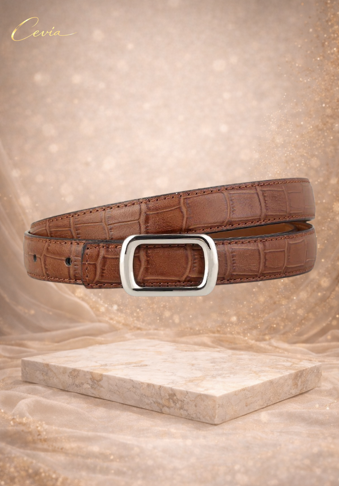 The Riviera Croc-Embossed Leather Belt