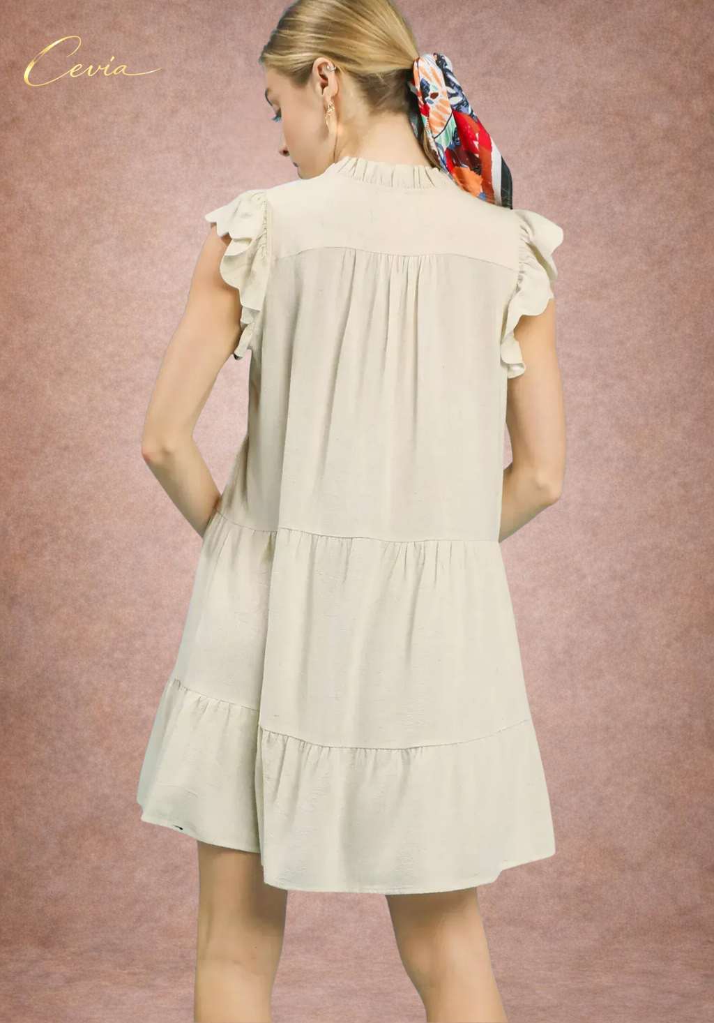The Oatmere Linen-Breeze Tiered Dress