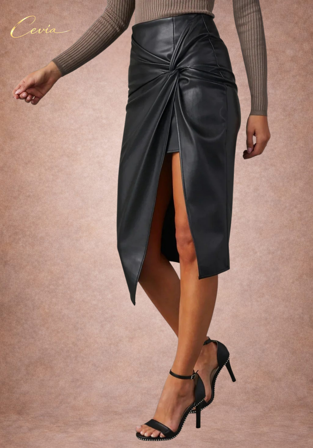 The Seraphine Twisted-Front Slit Midi Skirt