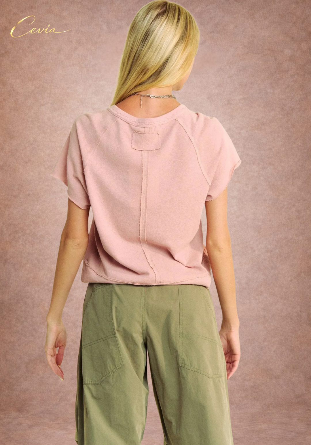 Ribbed Henley Cropped Tee