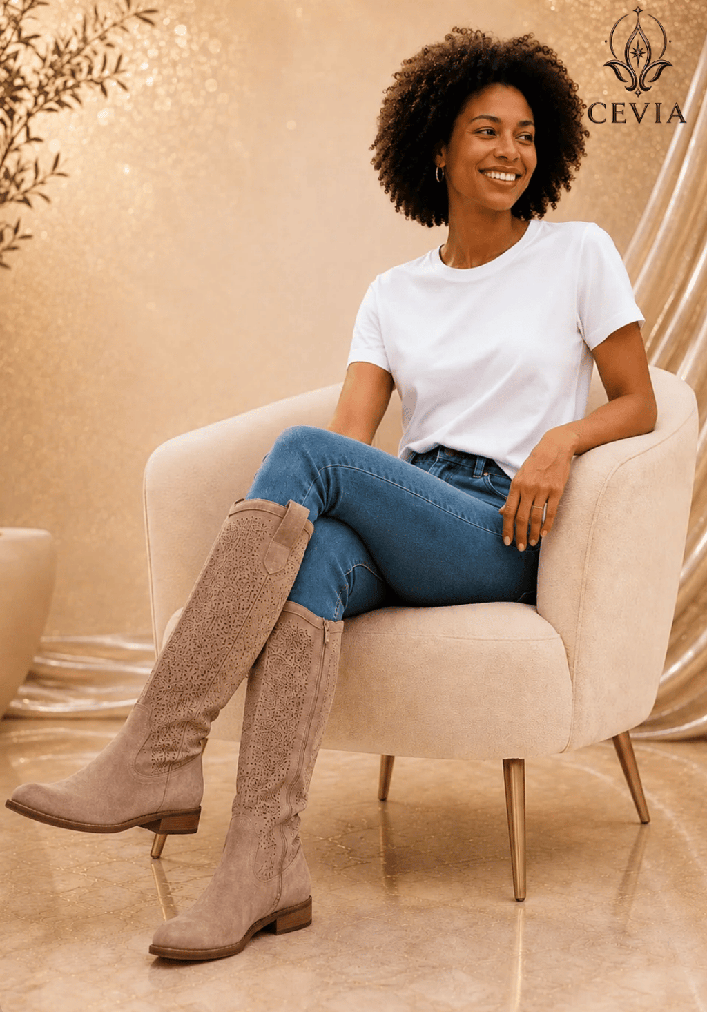 The Lace-Pattern Knee-High Boots