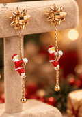 The Christmas Santa Gift Bow Long Drop Earrings