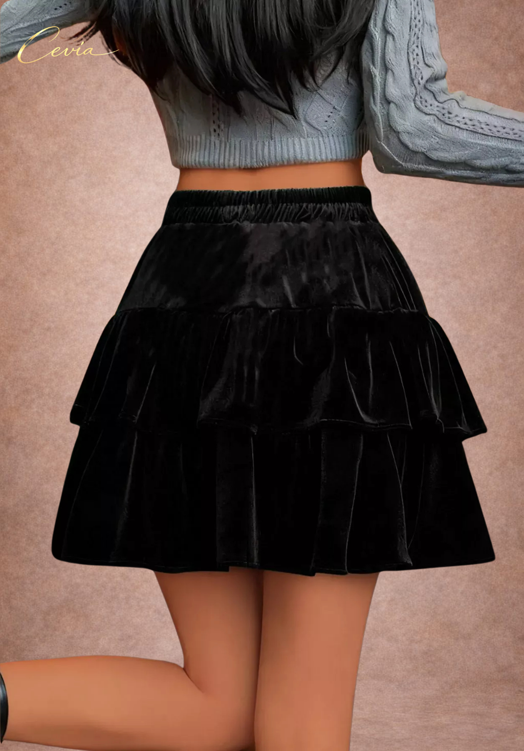 The Midnight Velvet Ruffle Skirt