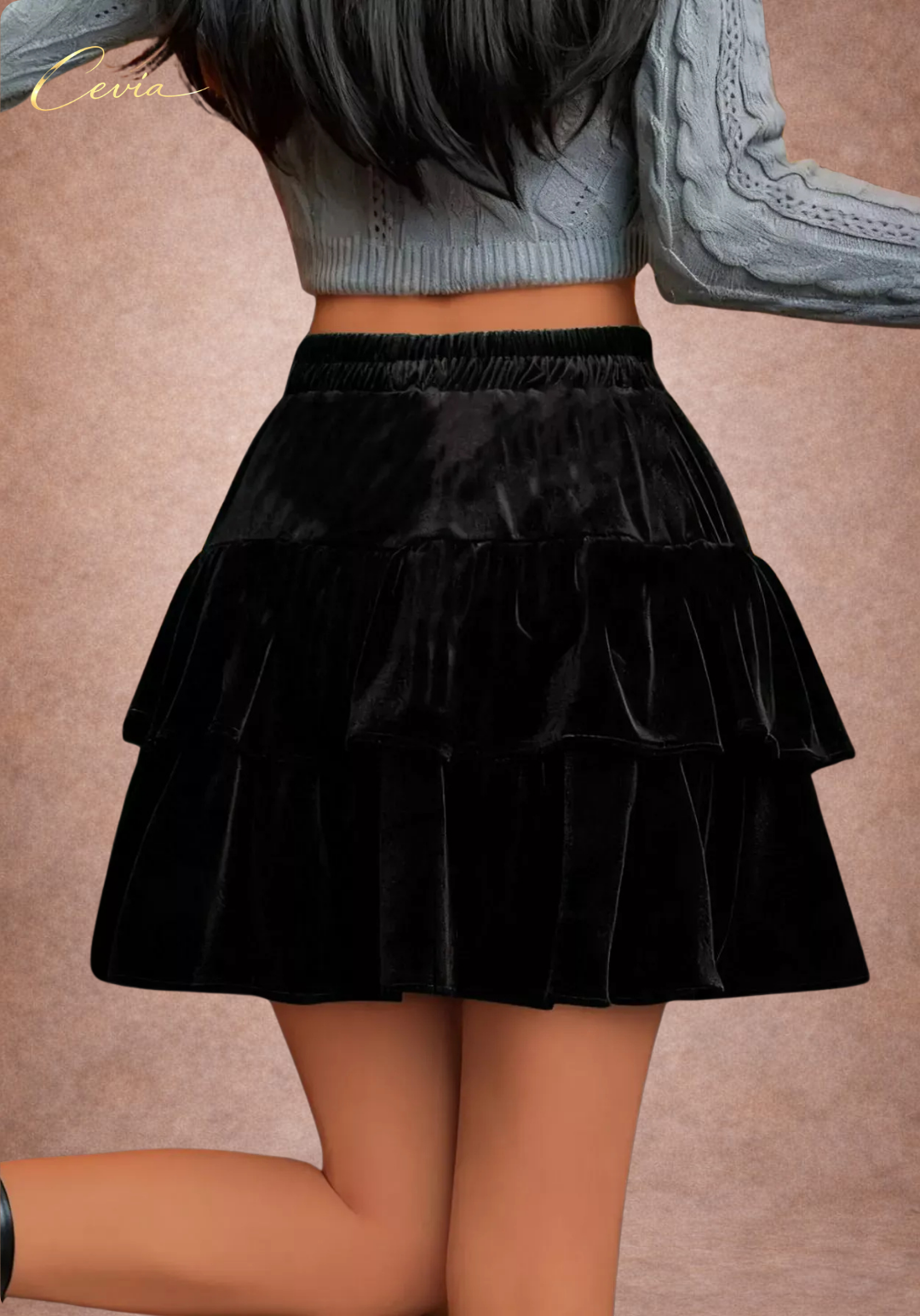The Midnight Velvet Ruffle Skirt
