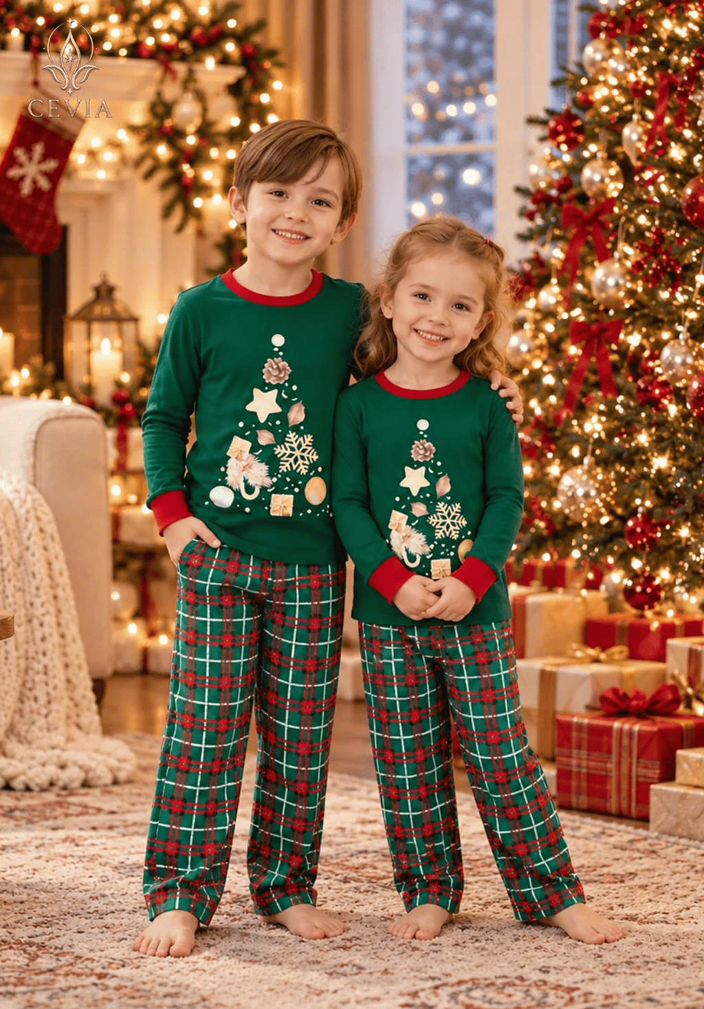 Weihnachtliche Familien-Pyjama-Sets im Partnerlook — Enchanted Tree