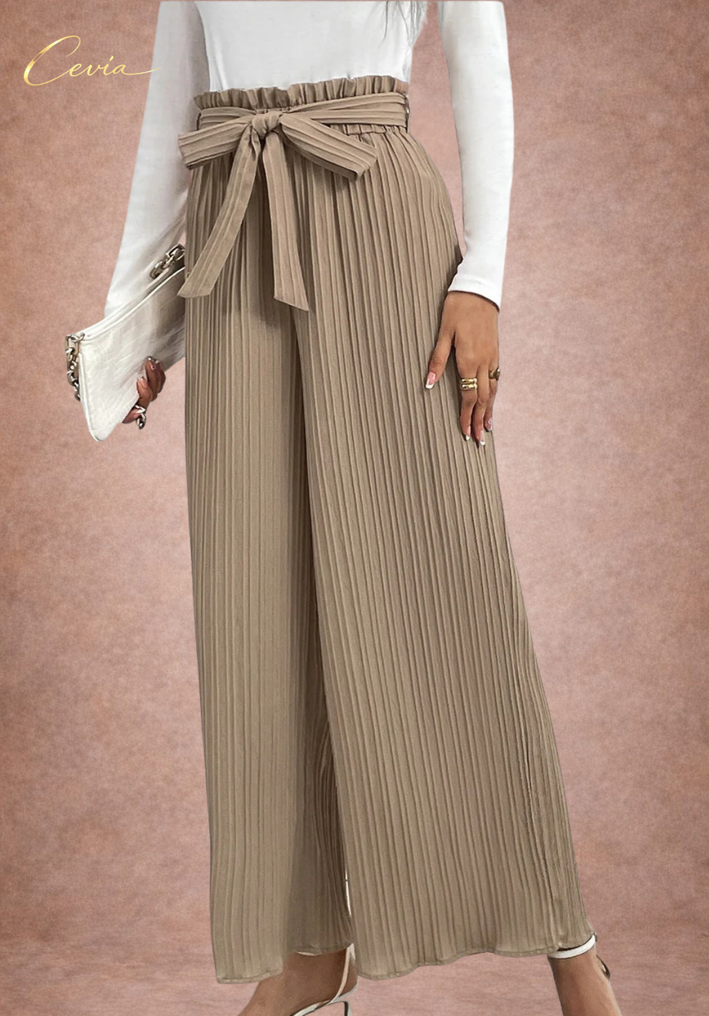 The Celianne Pleated Tie-Waist Palazzo Pants
