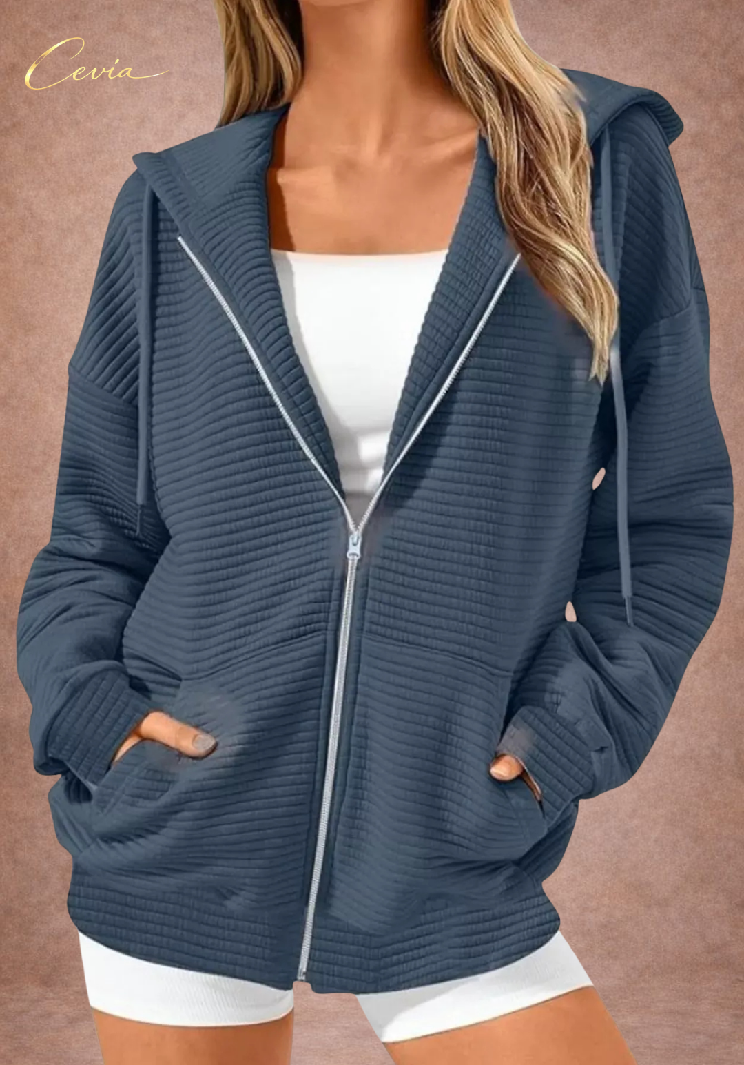 The Nyelle Ribbed Plush Zip Hoodie