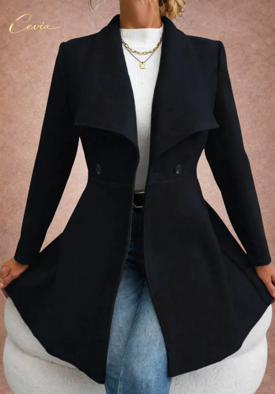 Flared Double-Breasted Elegance Coat