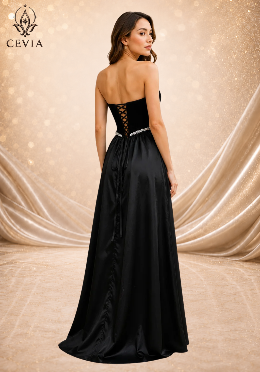 The Rhinestone Lace-Up Evening Gown