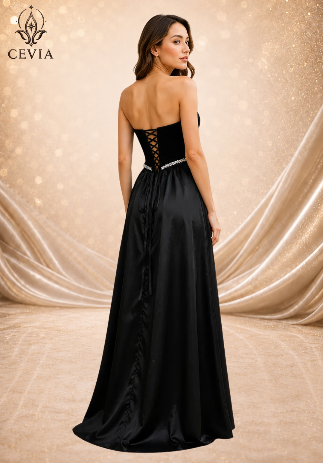 The Rhinestone Lace-Up Evening Gown