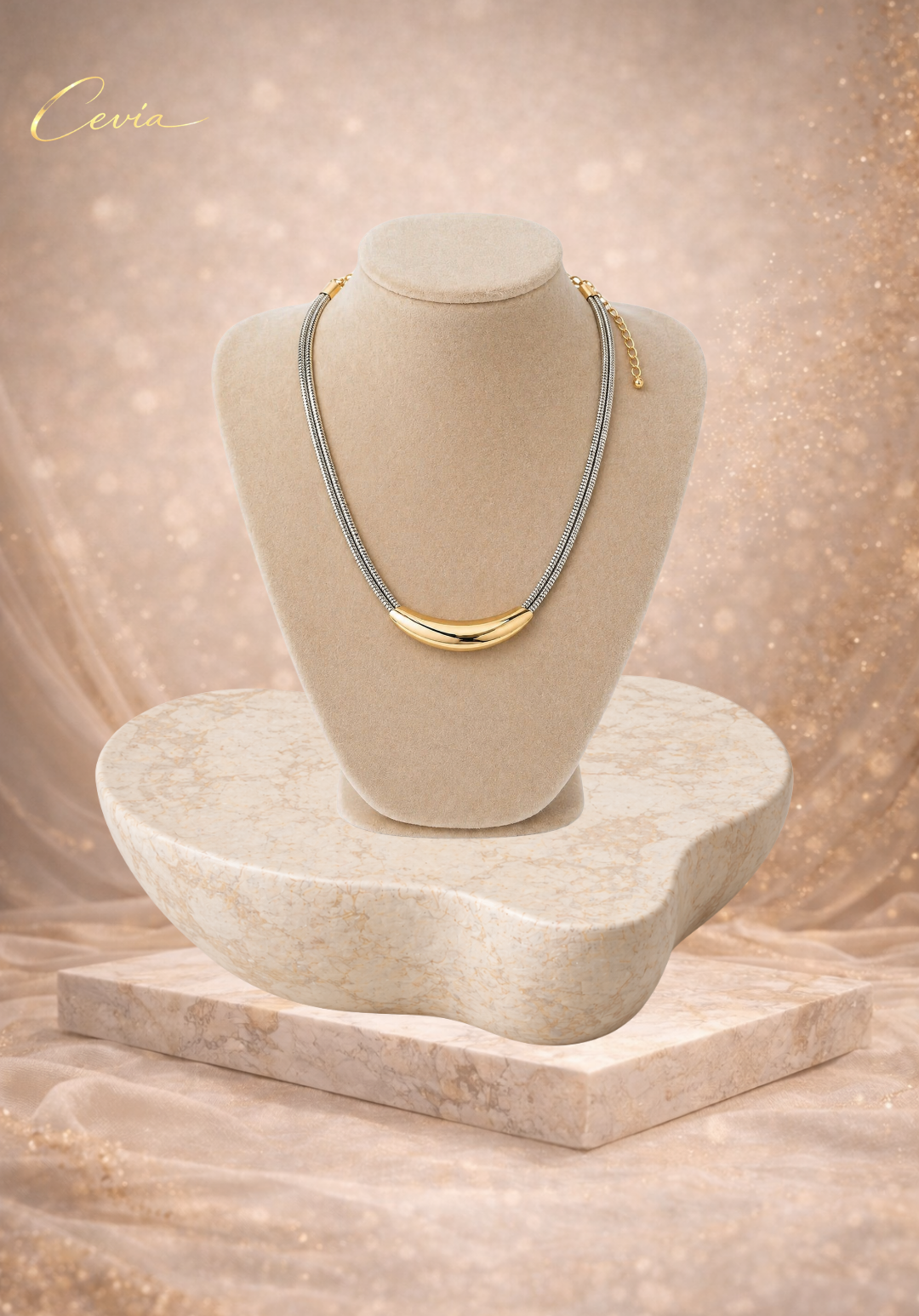The Aureline Dual-Metal Curve Necklace