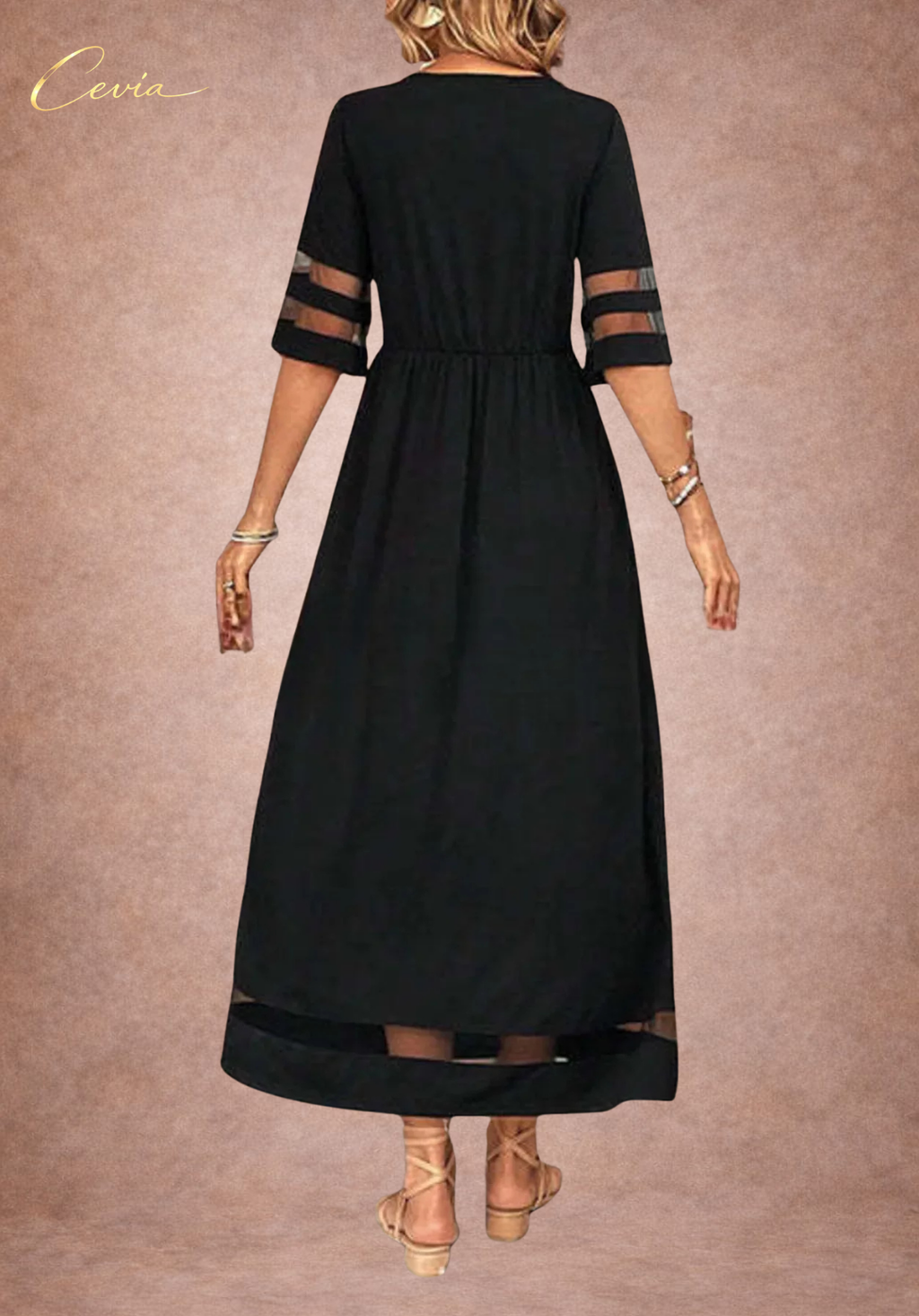 The Marivelle Shadow-Sheer Maxi Dress