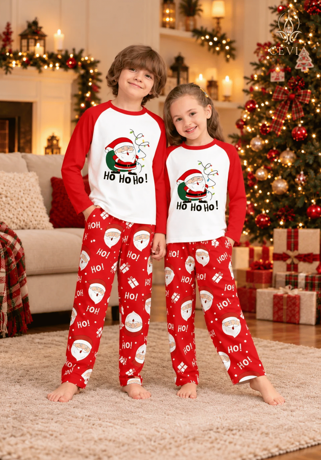 أطقم بيجامات كريسماس عائلية متطابقة — Santa's Ho Ho Ho