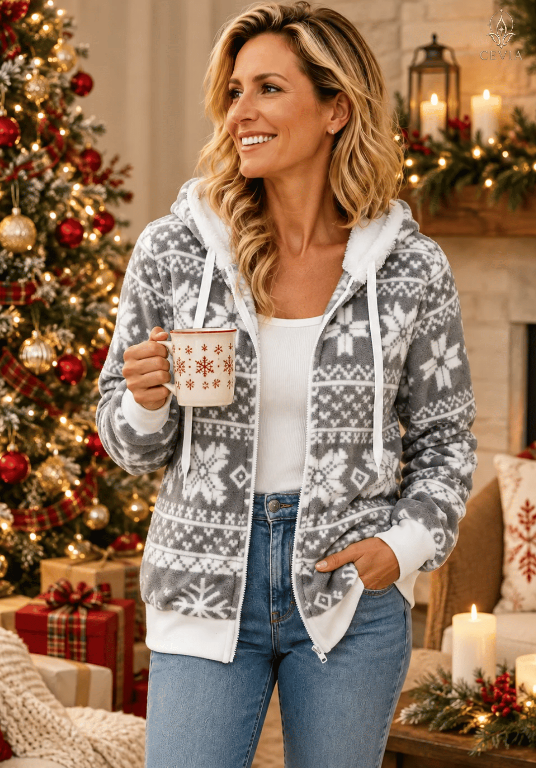 هودي كريسماس Winter Wonderland Fair Isle بسحّاب