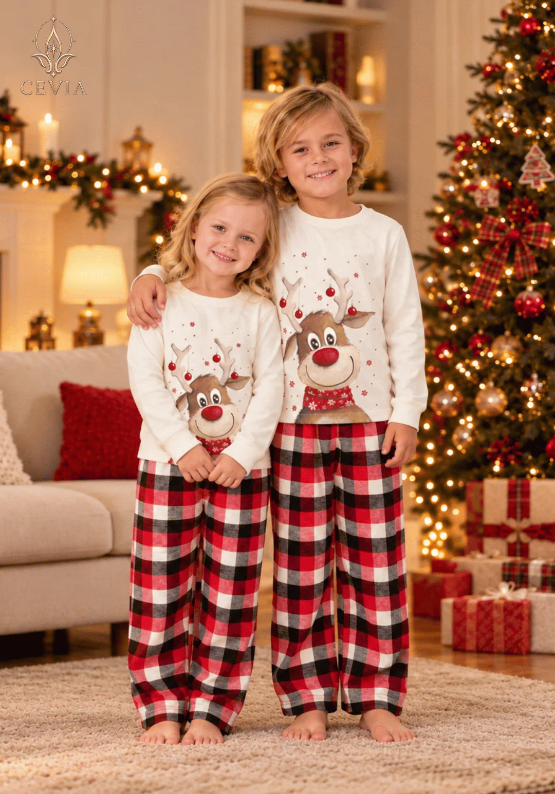 أطقم بيجامات كريسماس عائلية متطابقة — Rudolph's Cozy Wishes