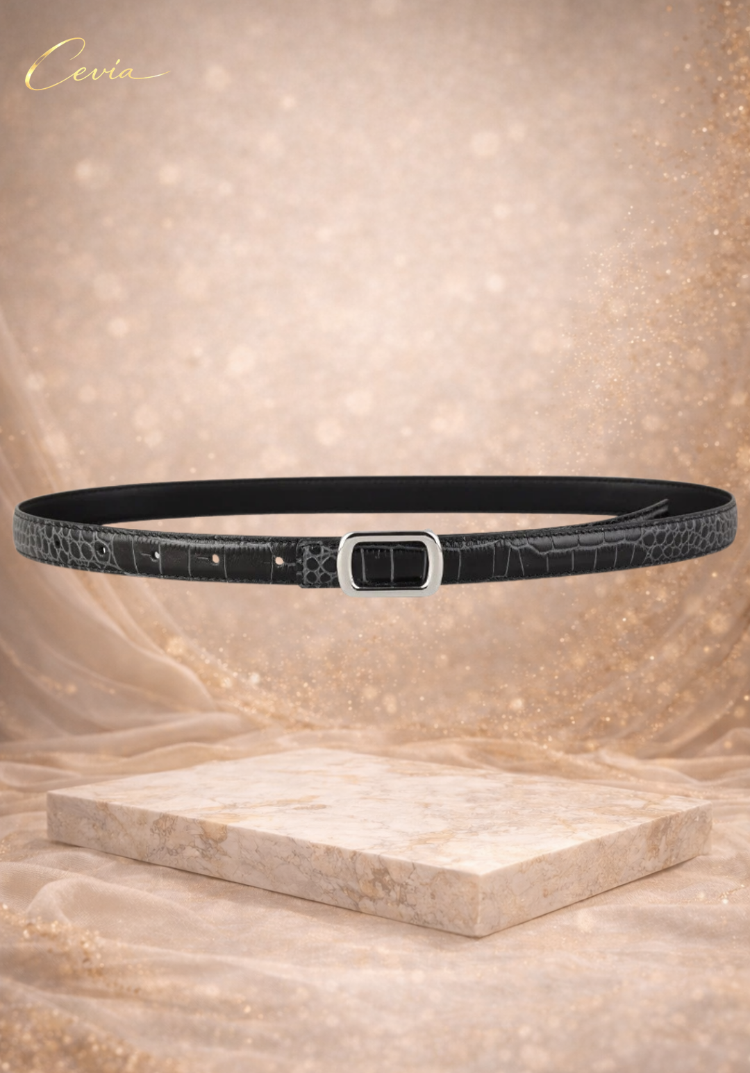 The Riviera Croc-Embossed Leather Belt